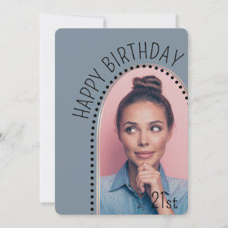 Simple Chic Any Age Birthday Rose Gold Arch Photo Invitation