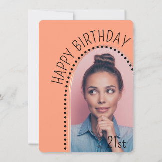 Simple Chic Any Age Birthday Rose Gold Arch Photo Invitation