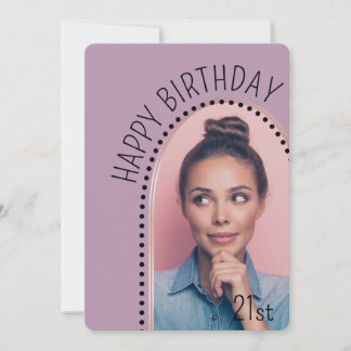 Simple Chic Any Age Birthday Rose Gold Arch Photo Invitation