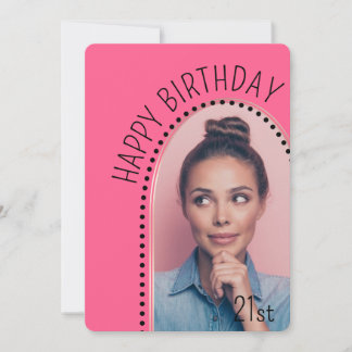 Simple Chic Any Age Birthday Rose Gold Arch Photo Invitation