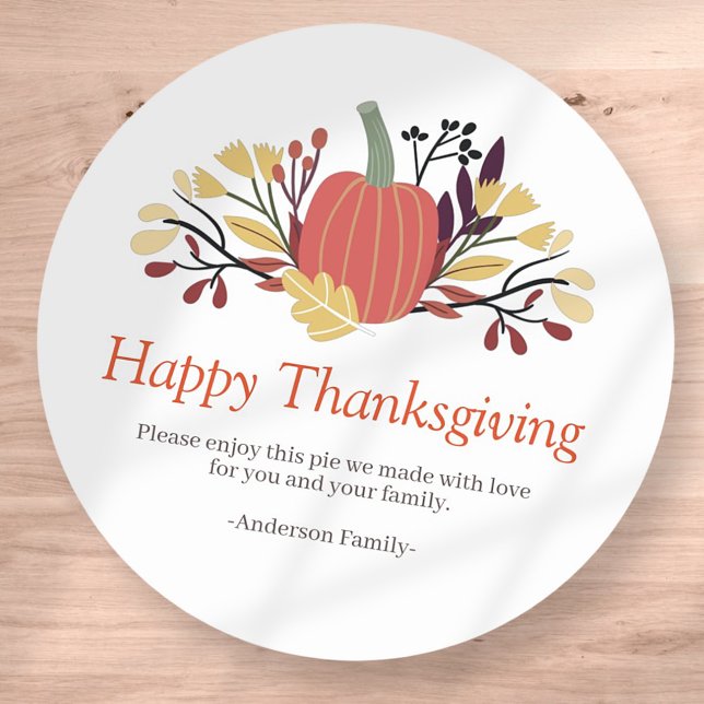 Simple Chic Autumn Pumpkins Thanksgiving Classic Round Sticker (Creator Uploaded)