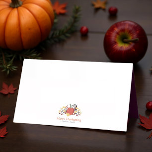 Simple Chic Autumn Pumpkins Thanksgiving Place Card