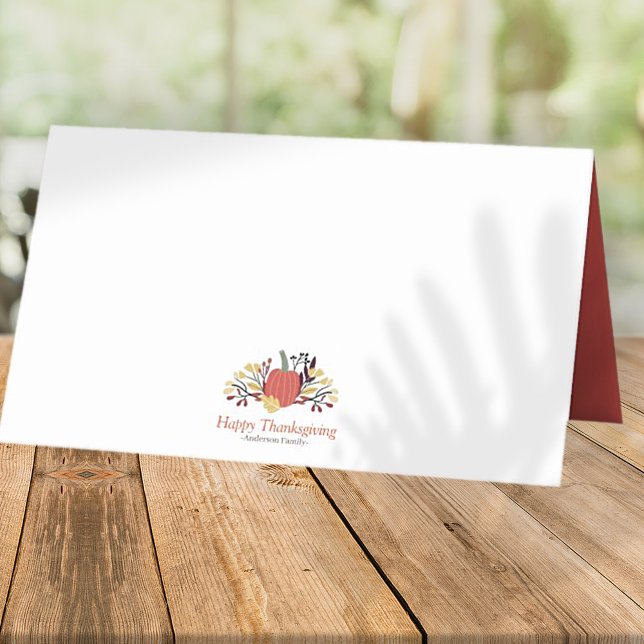 Simple Chic Autumn Pumpkins Thanksgiving Place Card (Creator Uploaded)