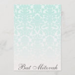 Simple Chic Bat Mitzvah Invitation<br><div class="desc">A Customisable Bat Mitzvah Invitation Featuring a Simple & Fancy look with a Mint Damask Design.</div>