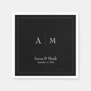 Simple Chic Black and White Wedding Napkins
