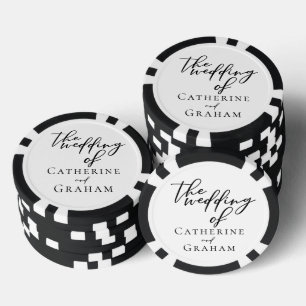 Simple Chic Black Script Wedding Personalized Poker Chips