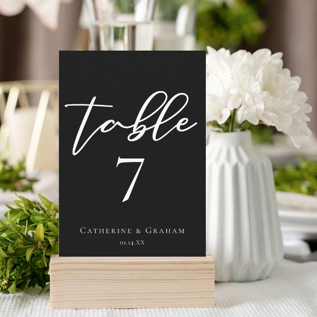 Simple Chic Black Wedding Table Number Card (Creator Uploaded)