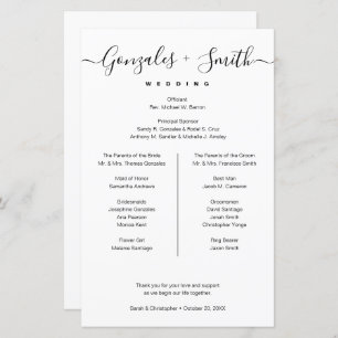 Simple Chic Black White Custom bridal party list