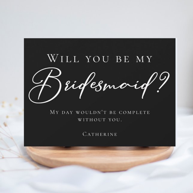 Simple Chic Black White Will You Be My Bridesmaid Invitation (Creator Uploaded)