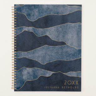 Simple Chic Blue Mountains with Gold Accents Planner