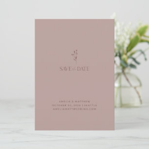 Simple Chic Botanical Script Dusty Mauve Wedding  Save The Date
