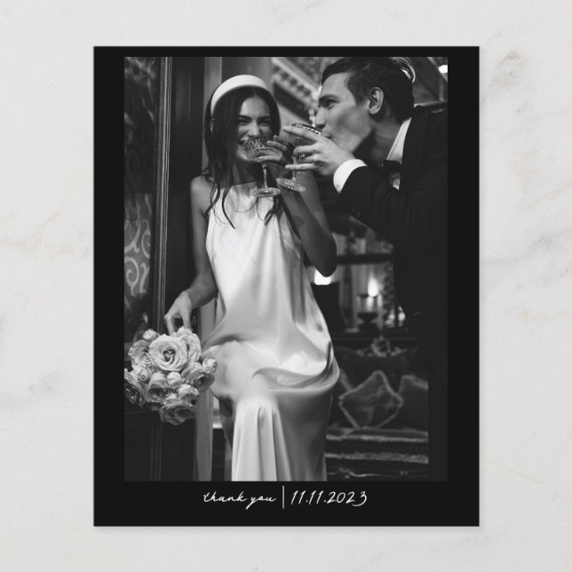 Simple Chic Budget Photo Wedding Thank You Card (Front)