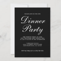 Simple Chic Calligraphy Black Dinner Party