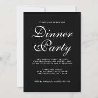 Simple Chic Calligraphy Black Dinner Party