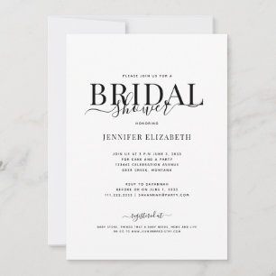 Simple Chic Calligraphy Bridal Shower Invitation