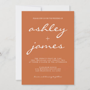 Simple Chic Calligraphy Burnt Orange Wedding Invitation