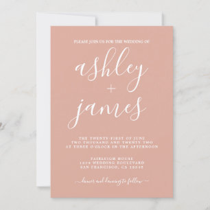 Simple Chic Calligraphy Dusty Pink Wedding Invitation