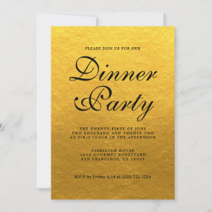 Simple Chic Calligraphy Gold Dinner Party Invitation