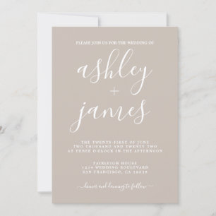 Simple Chic Calligraphy Grey Morn Wedding Invitation