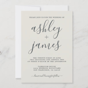 Simple Chic Calligraphy Ivory Wedding Invitation
