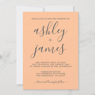 Simple Chic Calligraphy Orange Wedding Invitation