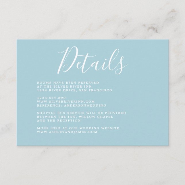 Simple Chic Calligraphy Wedding Details Enclosure Card (Front)