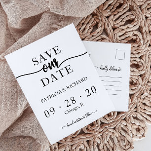 Simple Chic Calligraphy Wedding Save The Date Postcard