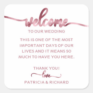 Simple Chic Calligraphy Wedding Welcome Bag Square Sticker