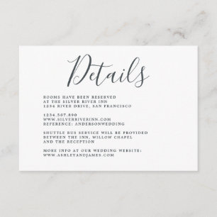 Simple Chic Calligraphy White Wedding Details Enclosure Card