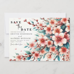 Simple Chic Cherry Blossom Wedding Save The Date