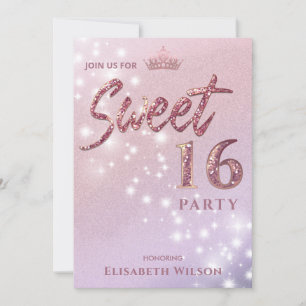 Simple chic Cool  rose gold tiara sweet 16 Invitat Invitation