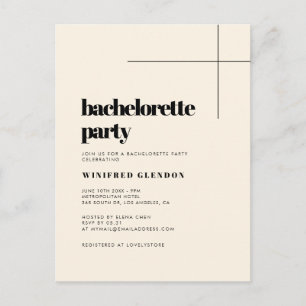 Simple chic Cream Bachelorette party invitation Postcard