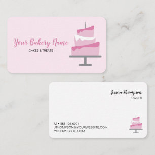 Simple chic custom bakery business pink cake business card
