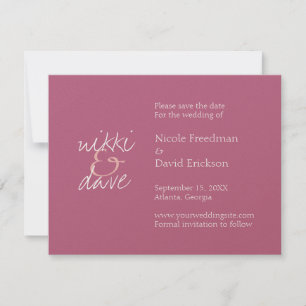 Simple chic deep pink shimmer wedding announcement