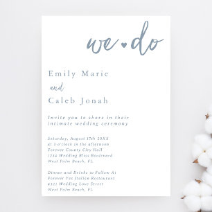 Simple Chic Dusty Blue Intimate Courthouse Wedding Invitation
