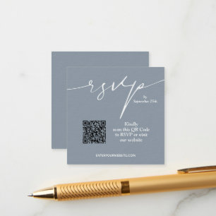 Simple Chic Dusty Blue QR Code Wedding Enclosure Card
