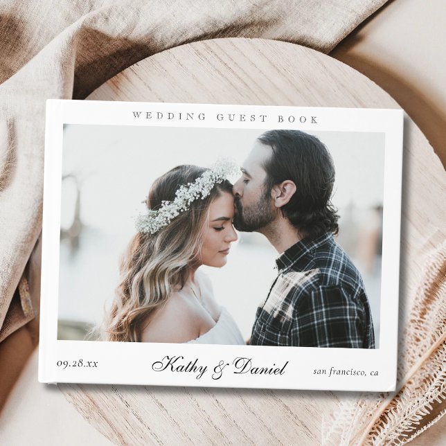 Simple Chic Elegant Calligraphy Photo Wedding Guest Book (Creator Uploaded)