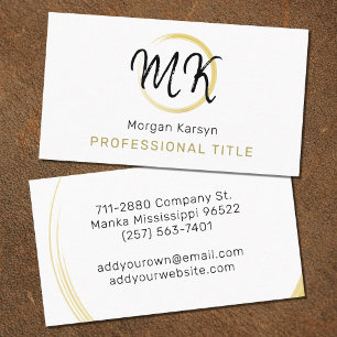 Simple Chic Elegant Modern White Gold Black Custom Business Card