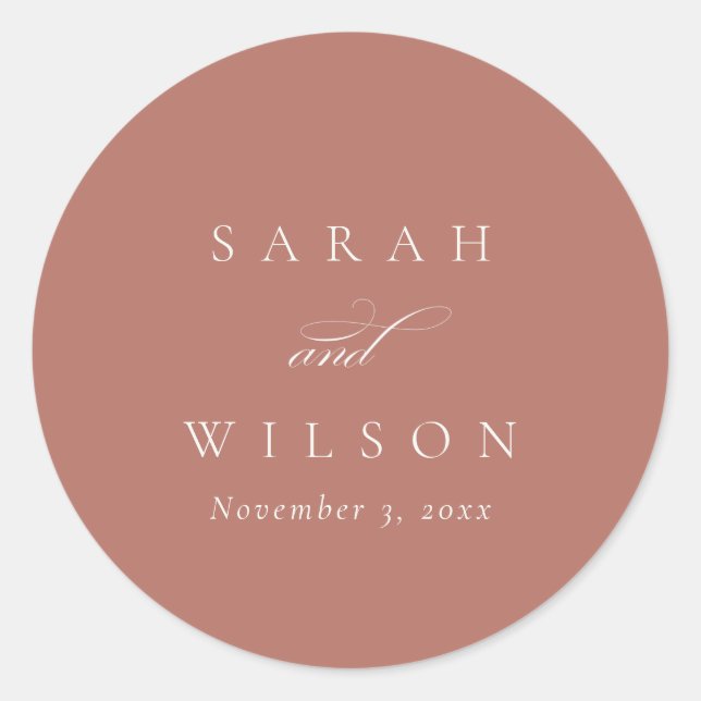 Simple Chic Elegant Script Black Navy Wedding Clas Classic Round Sticker (Front)
