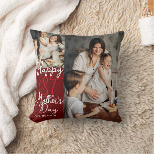 Simple & Chic first Mother Days Gift Photo Collage Cushion