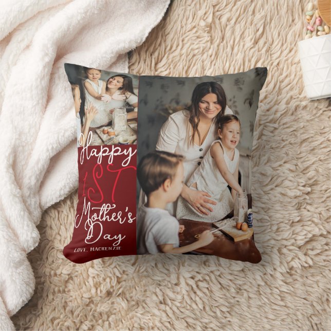 Simple & Chic first Mother Days Gift Photo Collage Cushion (Blanket)