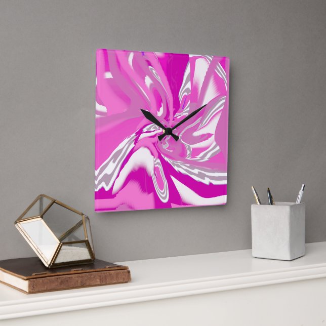 Simple Chic Fuchsia Pink Design                   Square Wall Clock (Office)