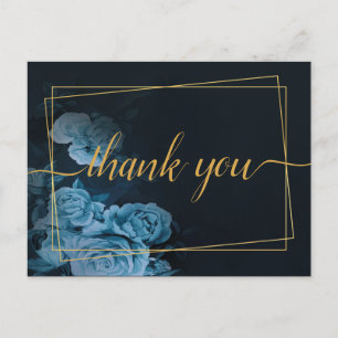 Simple Chic Gold Geometric Frame  Thank you Postca Postcard