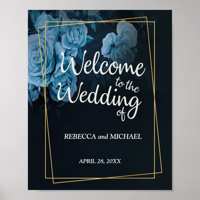 Simple Chic Gold Geometric Frame  Wedding Poster (Front)