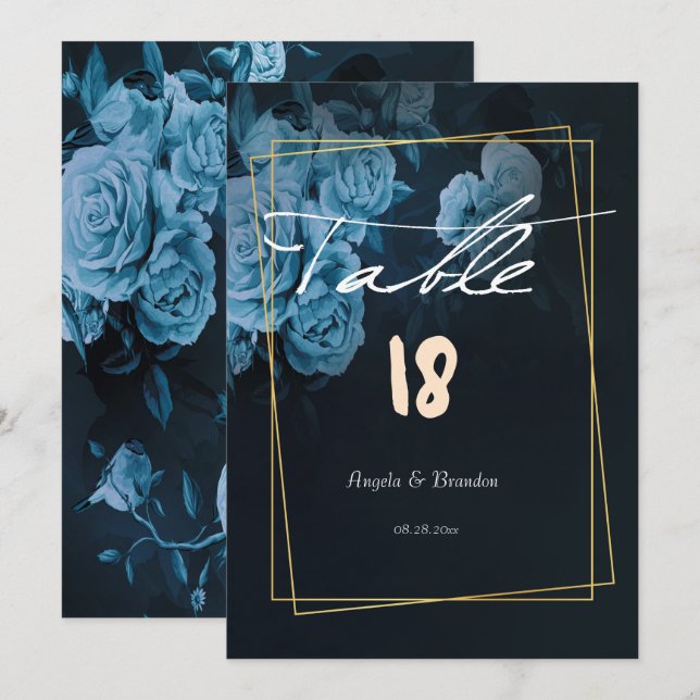 Simple Chic Gold Geometric Frame Wedding Table Invitation (Front/Back)