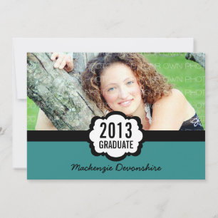 Simple Chic Graduation Invitation, Teal Invitation