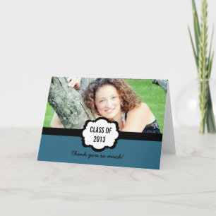 Simple Chic Graduation Thank You Card, Blue Card