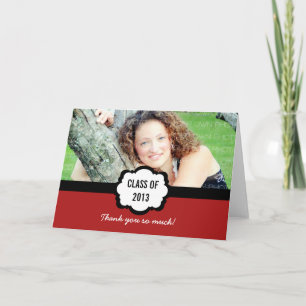 Simple Chic Graduation Thank You Card, Red Card