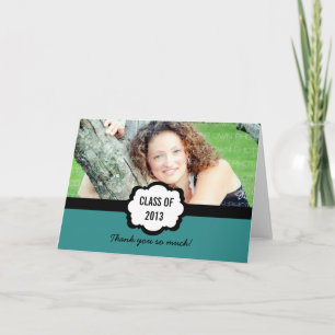 Simple Chic Graduation Thank You Card, Teal Card