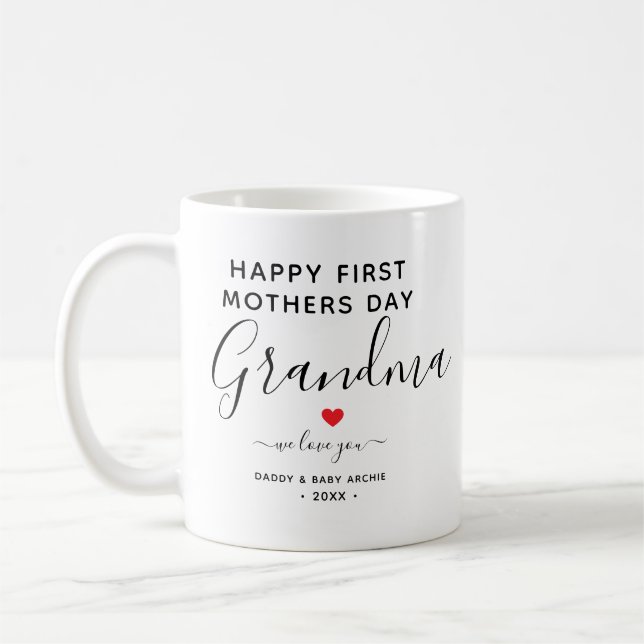 Simple & Chic grandma Photo Collage Mug with Heart (Left)